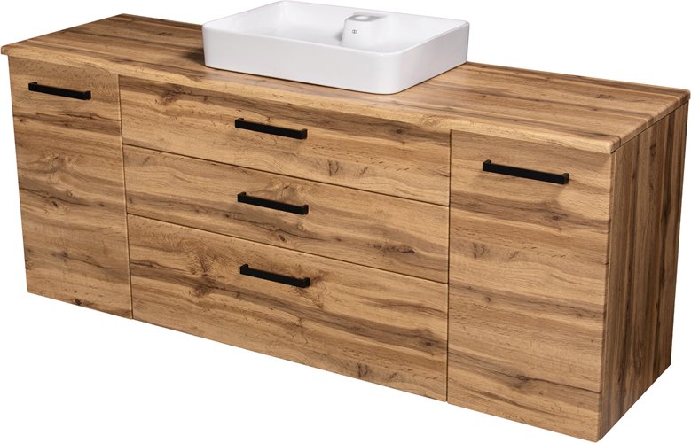 Szafka wisząca z umywalką nablatową 180 cm 50/3 kolor dąb naturalny seria Fokus Loft Gante