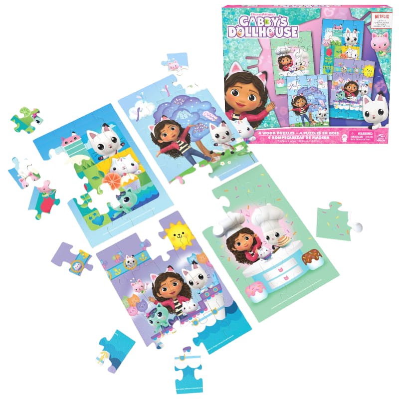 Koci Domek Gabi Drewniane Puzzle 4-Pak 4w1 Zestaw