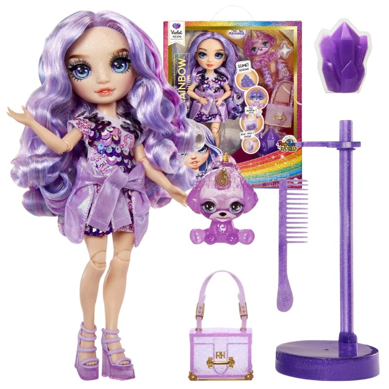 Rainbow High Classic Lalka Violet Willow Fioletowa Zestaw Z Akcesoriami Slime + Zwierzątko