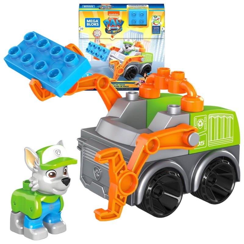 Psi Patrol Mega Bloks Śmieciarka Rocky'ego Zestaw Klocki + Figurka