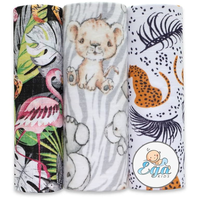 Ega Kids Zestaw Pieluszki Drukowane Mix Muślinowa Tetrowa Flanelowa 3 szt. Safari