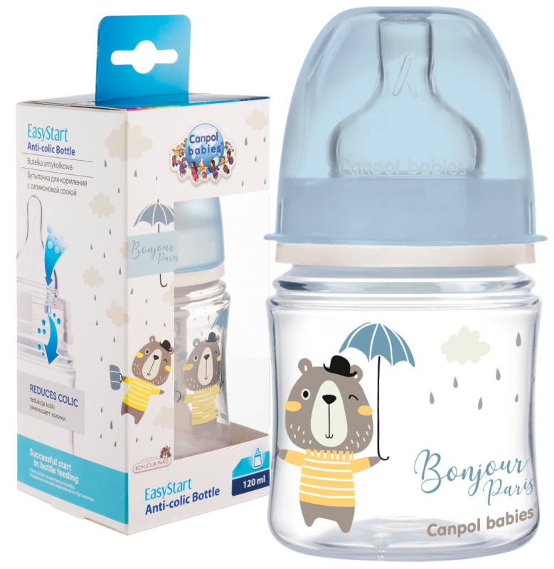 CANPOL BABIES BUTELKA SZEROKA ANTYKOLKOWA 120ml BONJOUR 0+