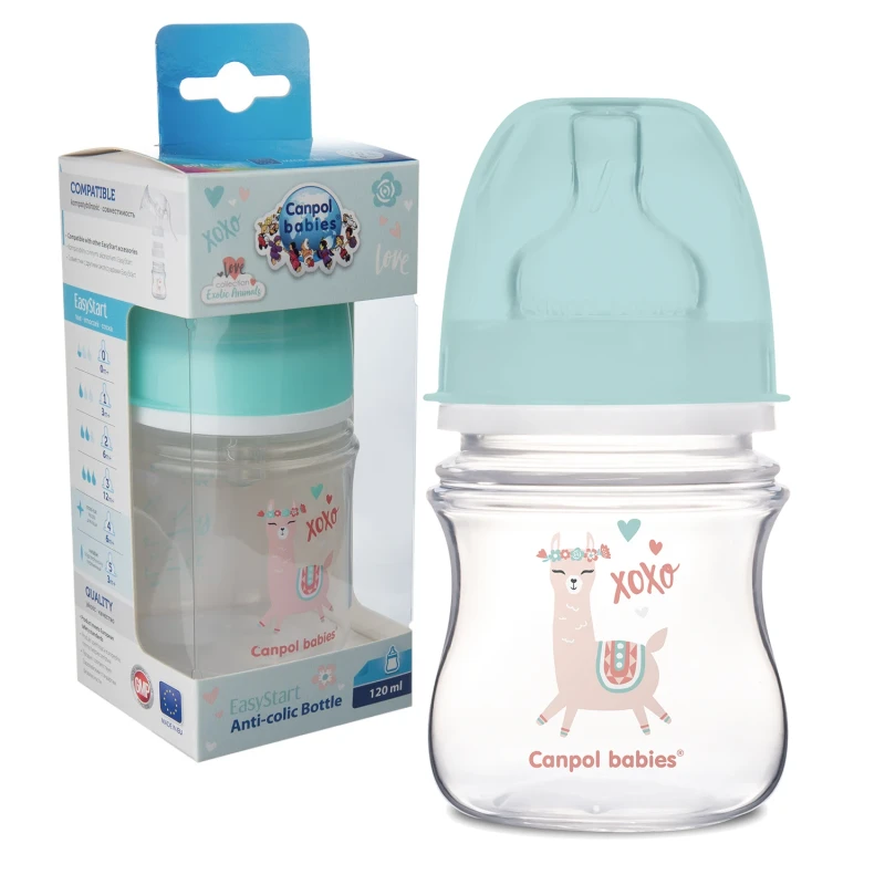 CANPOL BABIES BUTELKA SZEROKA ANTYKOLKOWA 120ml EXOTIC +0m