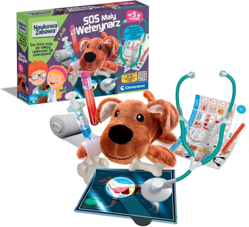 Clementoni Naukowa Zabawa SOS Mały Weterynarz Zestaw Edukacyjny 5+