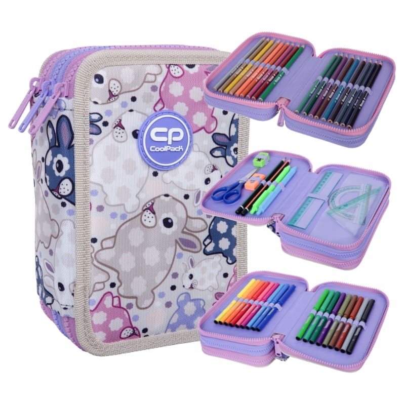 Coolpack Jumper 3 Piórnik Z Wyposażeniem Trzykomorowy White Bunny