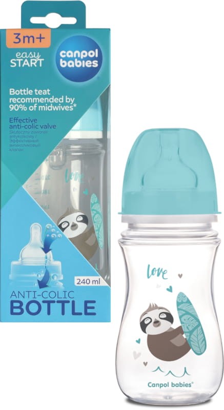 CANPOL BABIES BUTELKA SZEROKA ANTYKOLKOWA 240ml EXOTIC +3m
