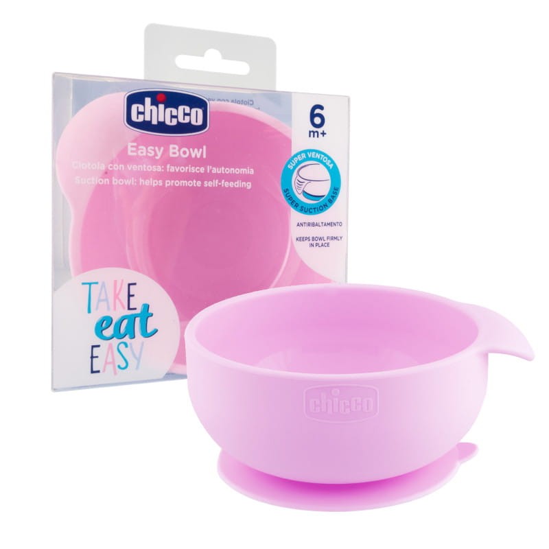 Chicco Miska Silikonowa Z Przyssawką Różowa Take Eat Easy 6m+