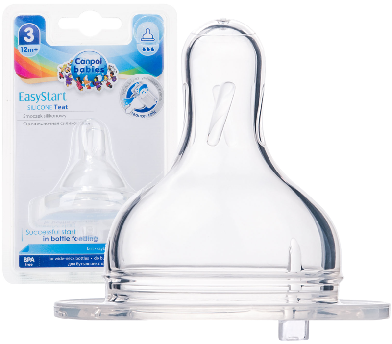 CANPOL BABIES SMOCZEK SILIKONOWY DO BUTELKI SZEROKI +12m