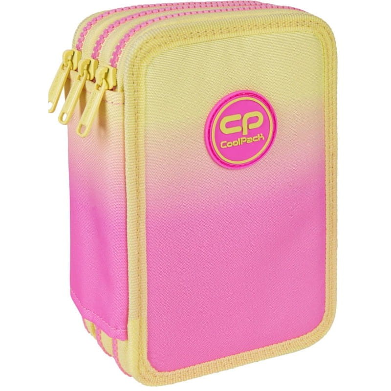 CoolPack Jumper 3 Piórnik 3-komorowy Z Wyposażeniem Gradient Peach Żółty Różowy