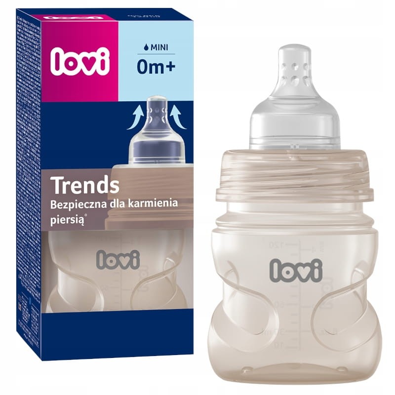 LOVI BEŻOWA BUTELKA LOVI TRENDS 120ML 0M+BEZPIECZNA DLA KARMIENIA PIERSIĄ