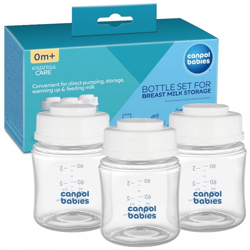 CANPOL BABIES ZESTAW BUTELEK DO PRZECHOWYWANIA POKARMU 3 SZTUKI 120ml 0M+