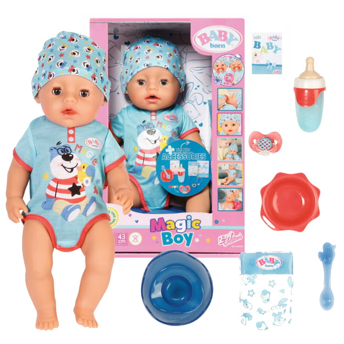 BABY BORN MAGIC BOY INTERAKTYWNA LALKA FUNKCYJNA CHŁOPIEC 43 CM + AKCESORIA