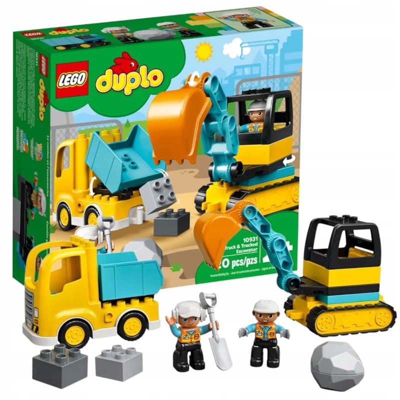 LEGO DUPLO CIĘŻARÓWKA I KOPARKA GĄSIENICOWA ZESTAW BUDOWLANY BUDOWA 20 EL.