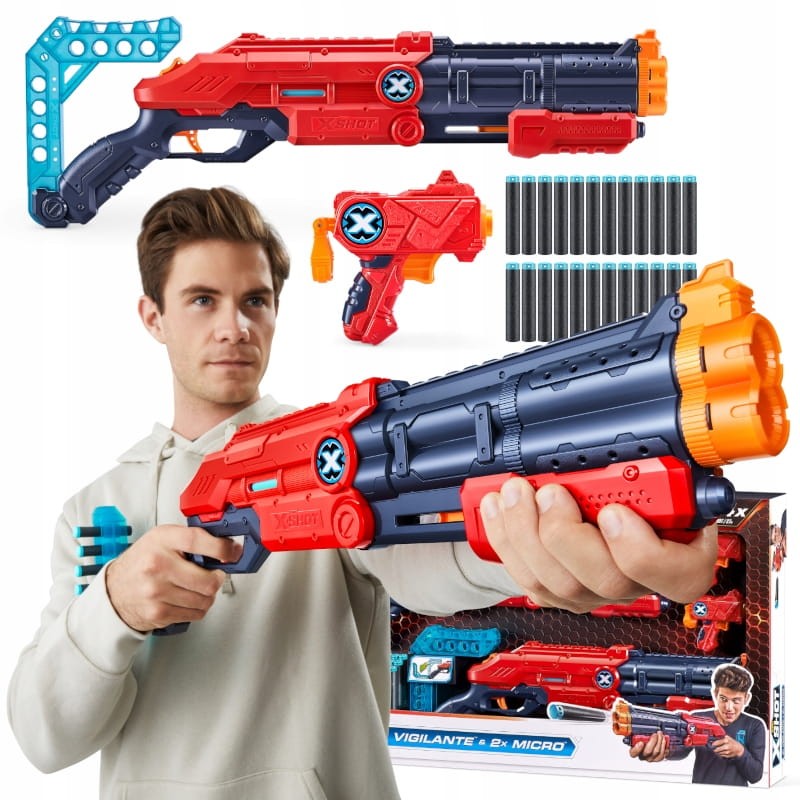 ZURU X-SHOT ZESTAW 2X WYRZUTNIA VIGILANTE + 2X MICRO PISTOLET 24 NABOJE 8+