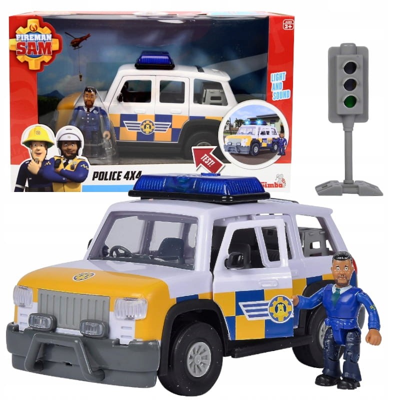 Simba Strażak Sam Jeep Policyjny + Figurka Światło i Dźwięk