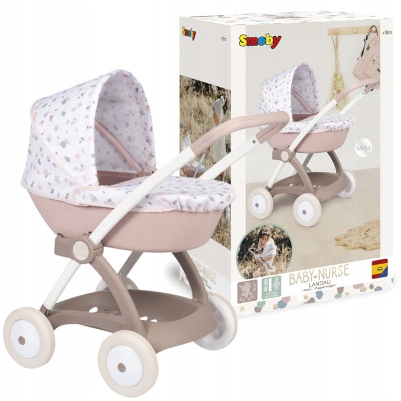 SMOBY BABY NURSE GŁĘBOKI WÓZEK DLA LALEK Z DASZKIEM GONDOLA + KOSZYK 18M+