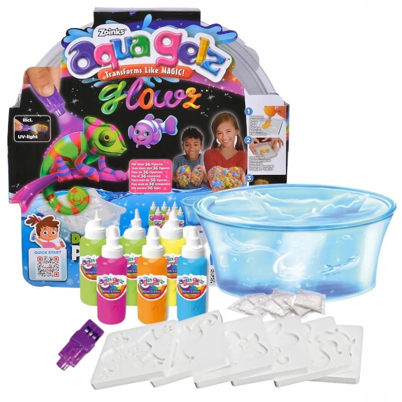 Aqua Gelz Glowz Zestaw Kreatywny Deluxe Świecące W Ciemności Żele
