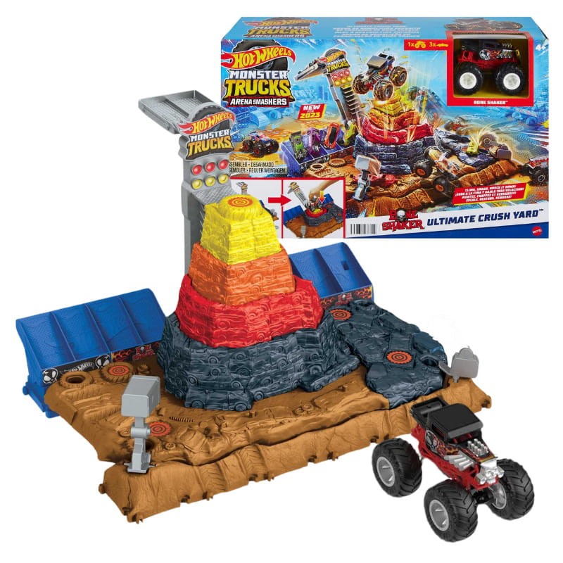 Hot Wheels Monster Trucks Arena Smashers Bone Shaker Piramida Demolki Zestaw