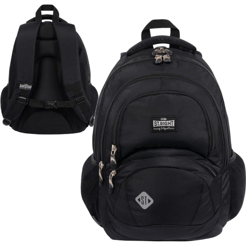 St. Right Plecak Szkolny Czterokomorowy Black Vintage 26l