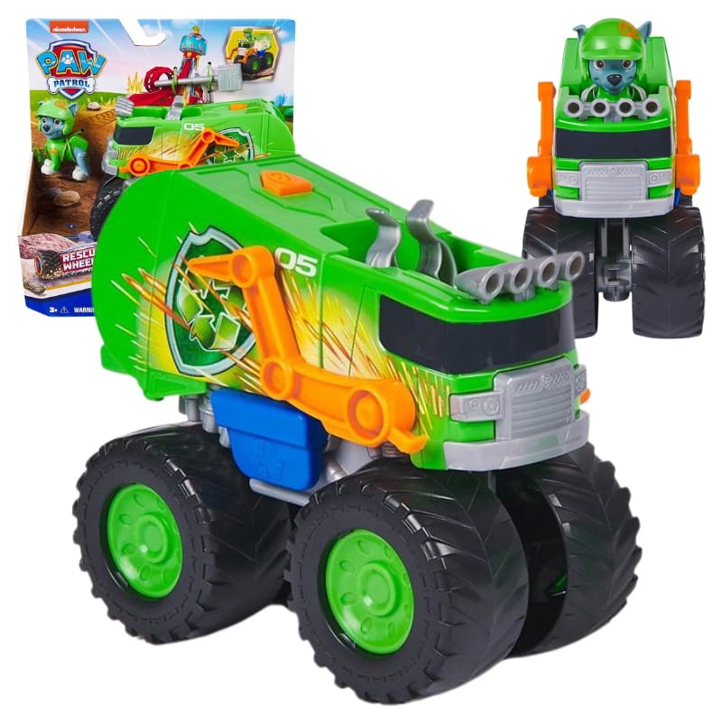 Psi Patrol Rescue Wheels Śmieciarka Rocky Zestaw Pojazd + Figurka