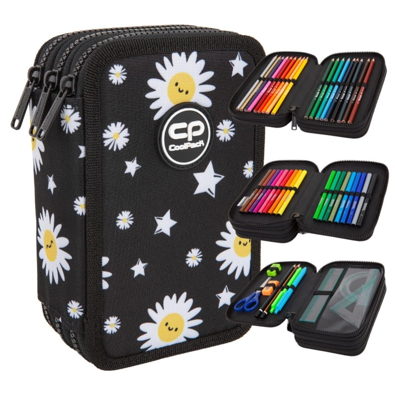 Coolpack Jumper 3 Piórnik Z Wyposażeniem Trzykomorowy Daisy Black