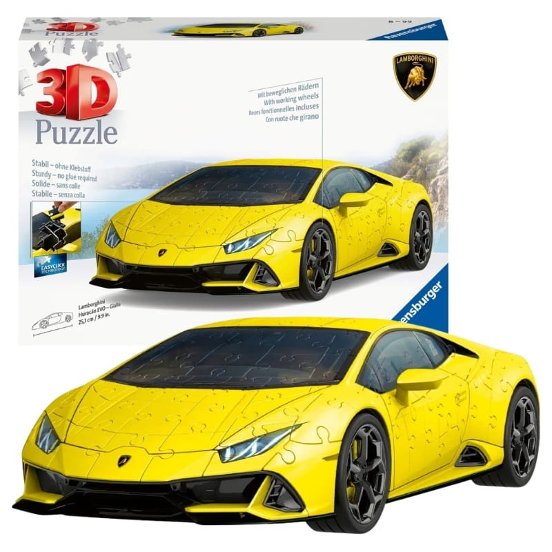 Ravensburger Puzzle 3D Pojazd Lamborghini Huracan EVO Model Przestrzenny Samochód Żółty 156 El. 8+