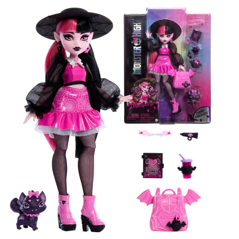 Monster High Draculaura Lalka Modowa Akcesoria