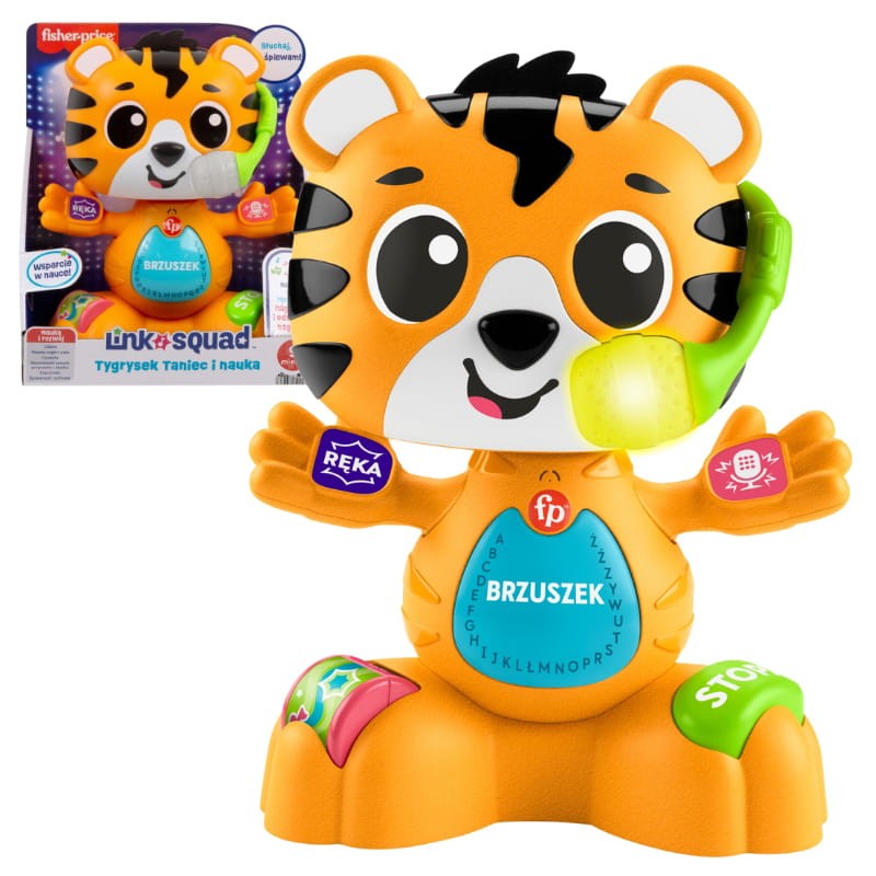 Fisher Price Link Squad Zabawka Interaktywna Tygrysek Taniec I Nauka Funkcja Mikrofonu 9m+