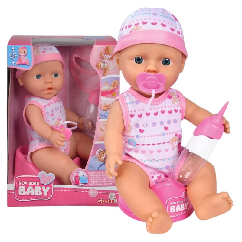 New Born Baby Lalka Interaktywna Wielofunkcyjna Jasnoróżowa 30 Cm.