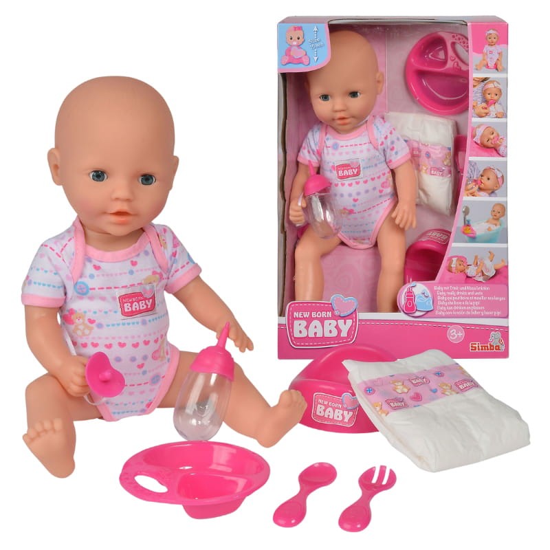 New Born Baby Lalka Interaktywna Wielofunkcyjna + Akcesoria 38 Cm