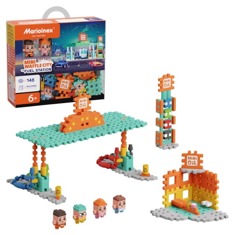 Marioinex Klocki Mini Waffle City Stacja Benzynowa 148 El. 6+