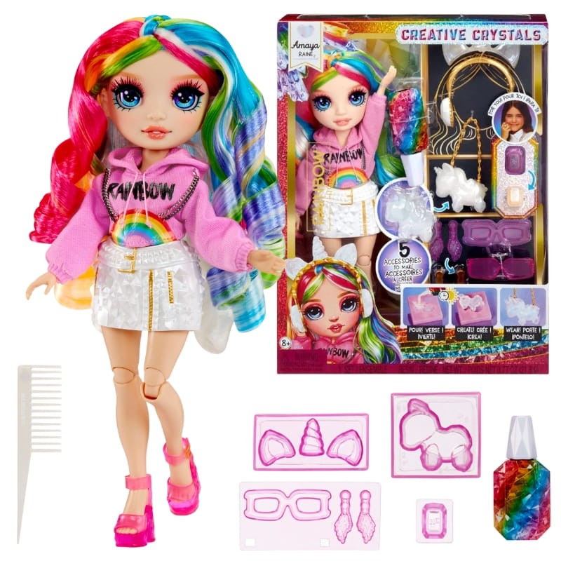 Rainbow High Creative Crystals Amaya Raine Lalka + Akcesoria Kryształowe DIY Do Samodzielnego Wykonania