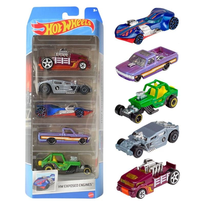 Hot Wheels HW Exposed Engines 5-pak Zestaw Małych Samochodzików