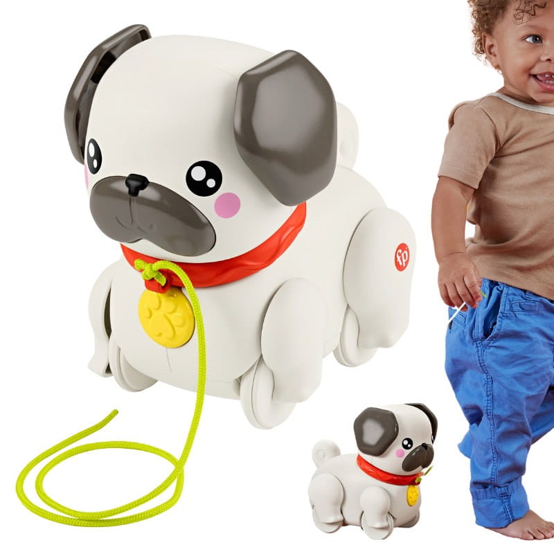 Fisher-Price Pets Interaktywny Mopsik Spacerowy Piesek Do Nauki Chodzenia 12m+