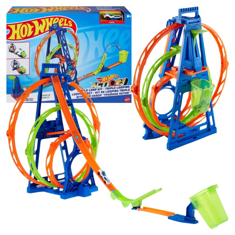 Hot Wheels Action Zestaw Potrójna Pętla 2w1 Wyrzutnia + Samochodzik 1:64
