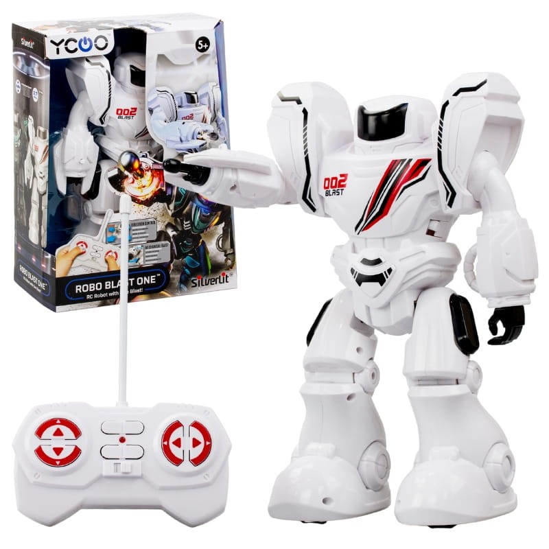 Silverlit Robo Blast One Robot RC Zdalnie Sterowany Miotacz Pocisków Interaktywny Biały 5+