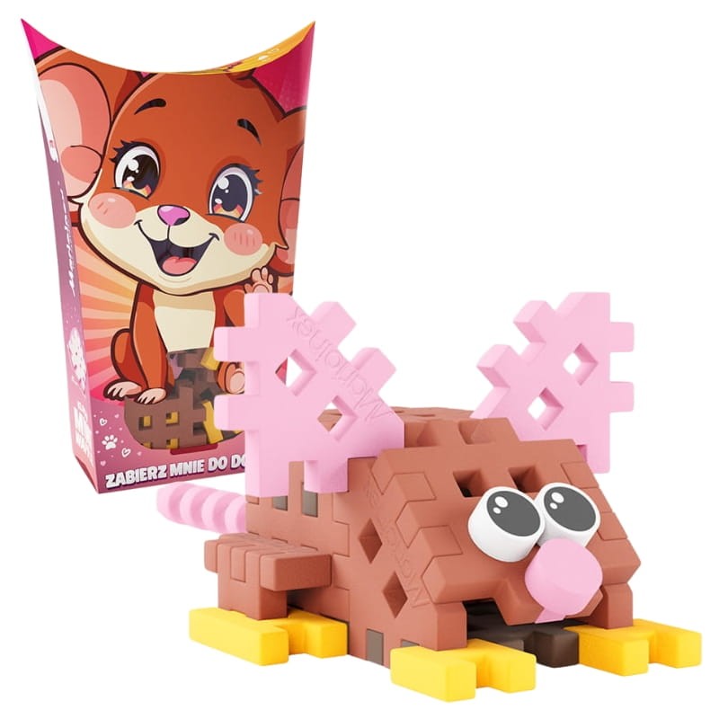 Marioinex Klocki Mini Waffle Małe Zwierzęta Konstrukcyjne Kieszonkowe Pocket Pets Mysz Myszka 25 El. 3+