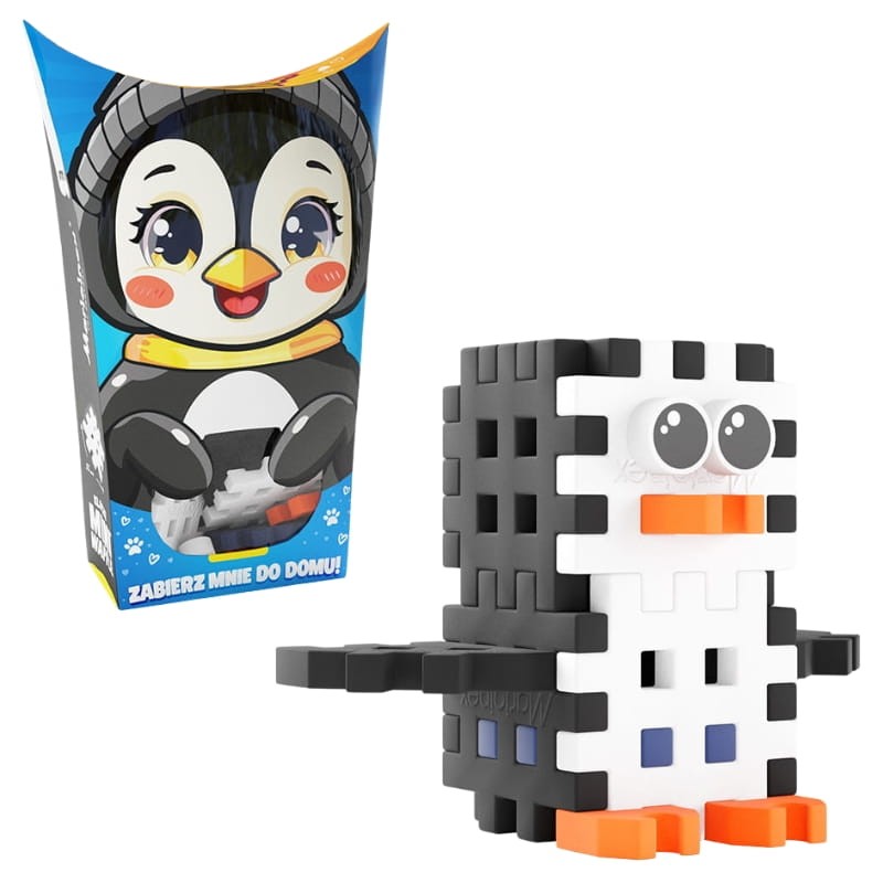 Marioinex Klocki Mini Waffle Małe Zwierzęta Konstrukcyjne Kieszonkowe Pocket Pets Pingwin 17 El. 3+