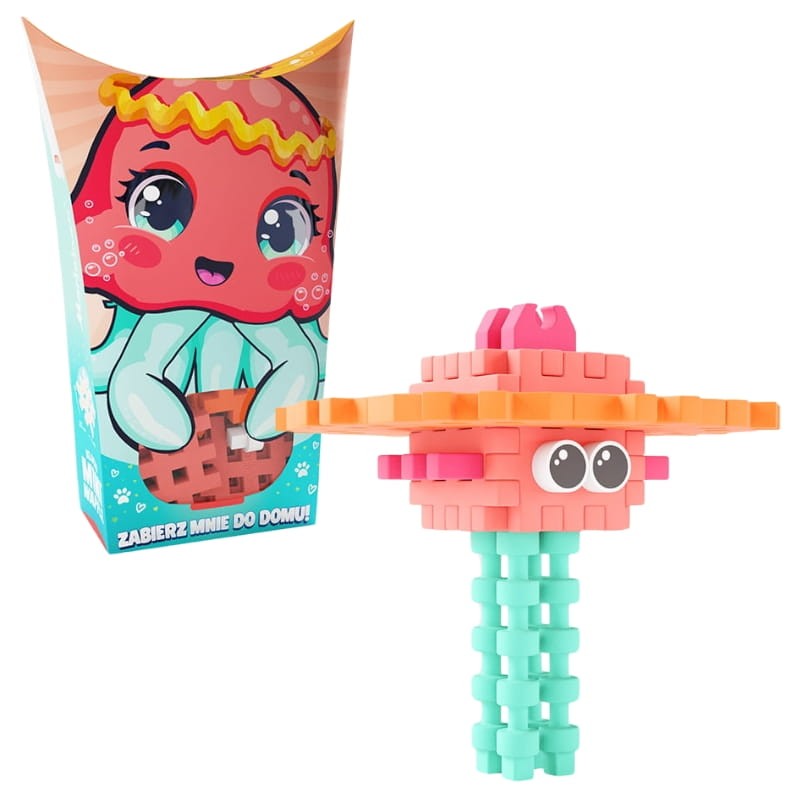 Marioinex Klocki Mini Waffle Małe Zwierzęta Konstrukcyjne Kieszonkowe Pocket Pets Meduza 25 El. 3+