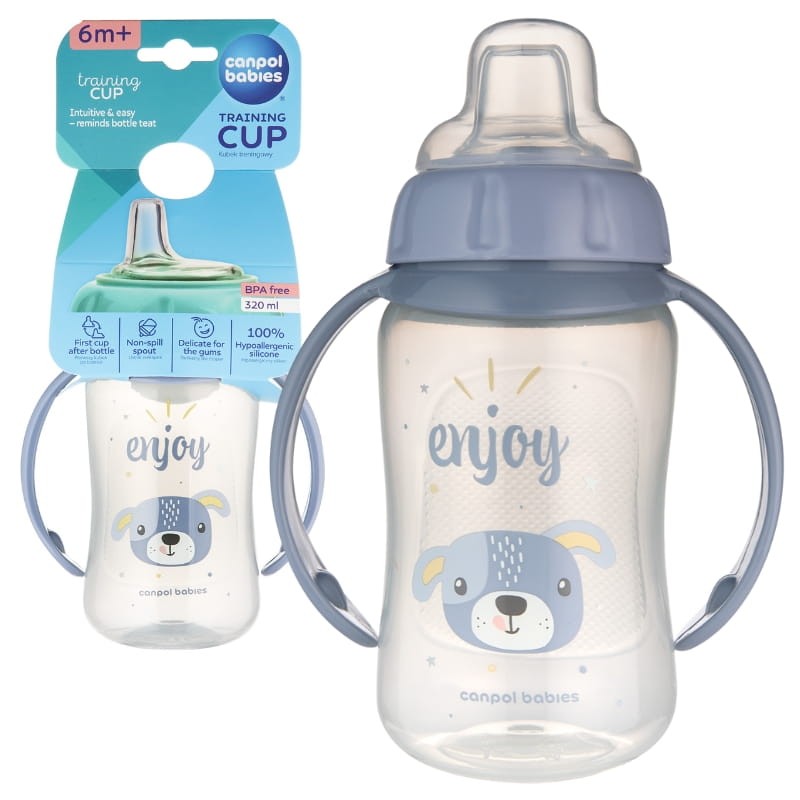 Canpol Babies Kubek Treningowy Z Miękkim Ustnikiem 320ml 6m+ Niebieski
