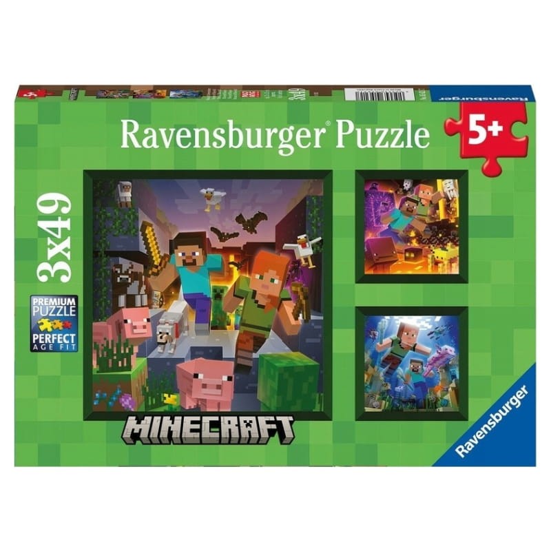 Ravensburger Puzzle Minecraft Układanka Zestaw Układanek 3x49 Elementów 5+