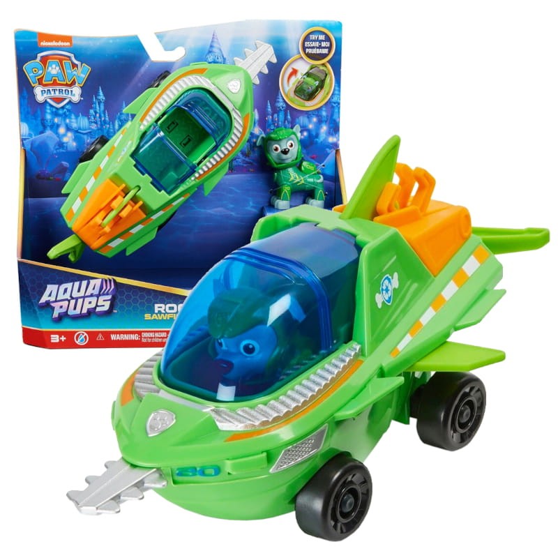 Psi Patrol Aqua Pups Pojazd Ryba Piła + Figurka Rocky 3+