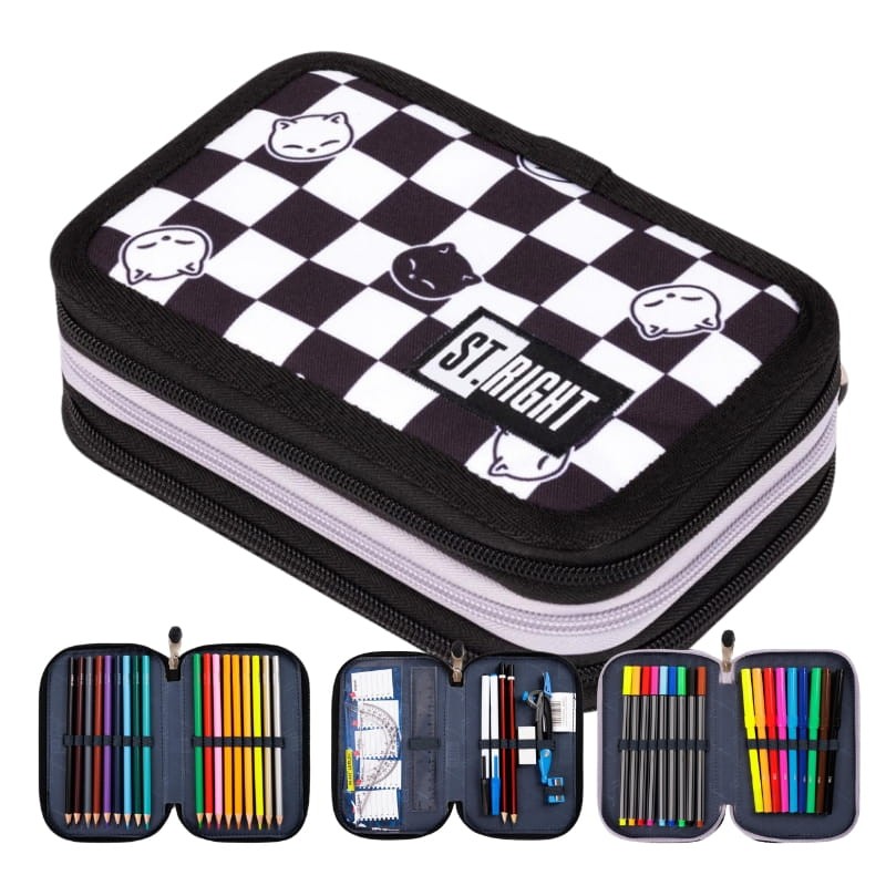 St. Right Piórnik Potrójny Szkolny Z Wyposażeniem Szkolnym Chess Cats