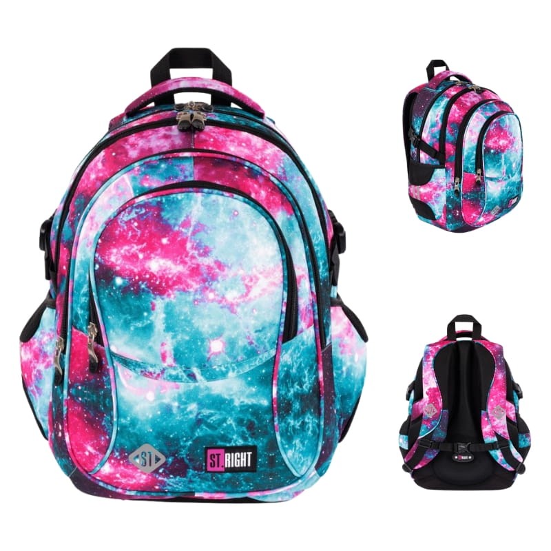 St. Right Plecak Szkolny Młodzieżowy Duży Czterokomorowy Nebula