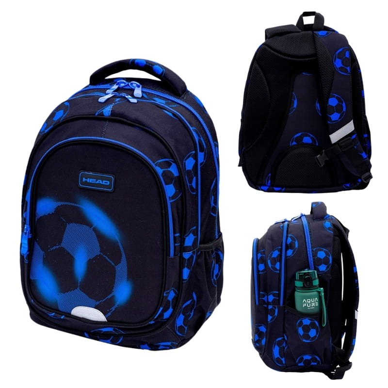 Astra Head Plecak Szkolny Młodzieżowy Duży Trzykomorowy Neo Blue Football