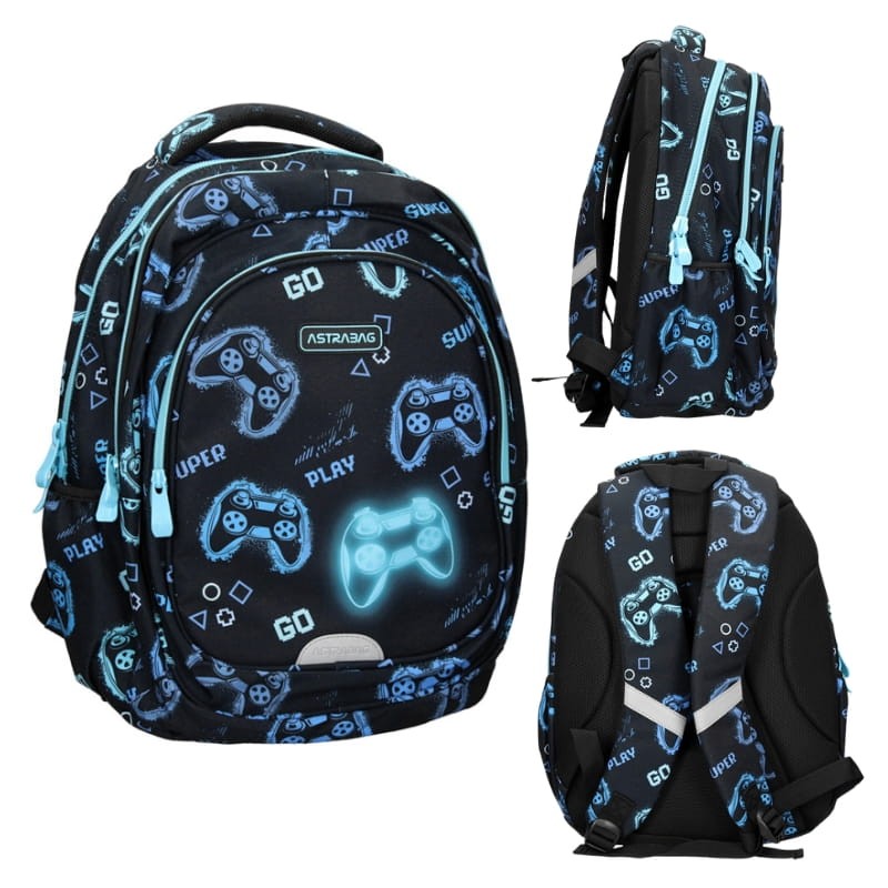 Astra Plecak Szkolny Młodzieżowy Duży Trzykomorowy Go Playing