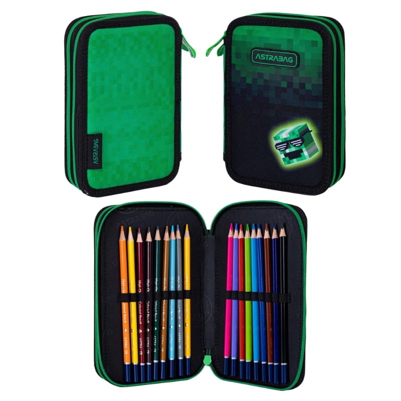 Astra Piórnik Szkolny Podwójny Dwuklapkowy Z Wyposażeniem Etui Z Przyborami Szkolnymi Pixel Hero