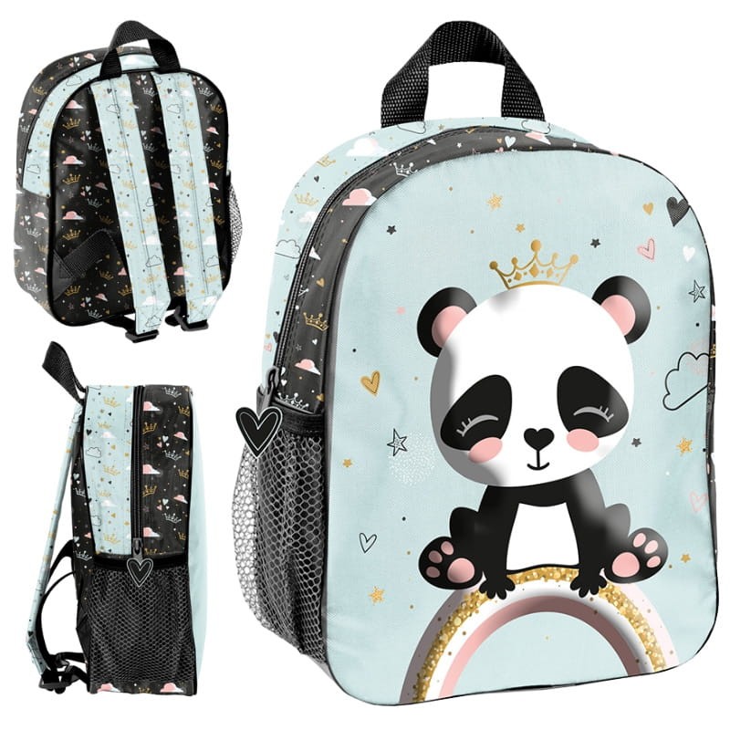 Paso Mały Plecak Przedszkolny Jednokomorowy Błękitny Panda 3D