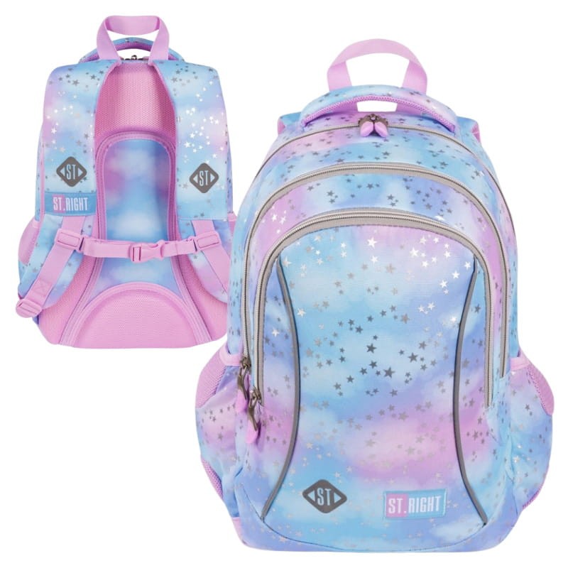 St. Right Plecak Szkolny Trzykomorowy Pastel Stars 20l