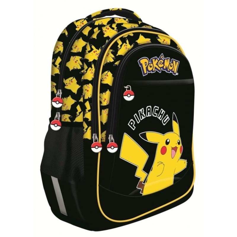 St. Majewski Plecak Szkolny Młodzieżowy Duży Trzykomorowy Pokemon Pikachu